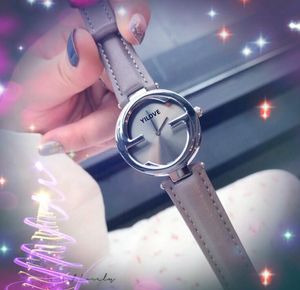 Top Brand Quartz Fashion feminino relógio de tempo Relógios de 30 mm Data automática g Moldom pequenos presentes de relógio de pulso de couro genuíno fino e genuíno
