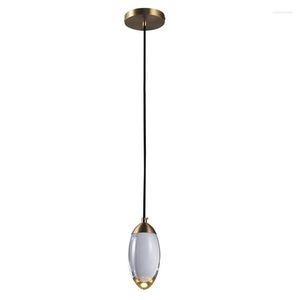 Pendant Lamps Modern Crystal Ball LED Lights Nordic Copper Lighting Bedroom Bedside Single Head Bar Corridor Small Hanging Lamp