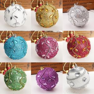 Party Decoration 2022 Year Christmas Balls 8cm 1 st Rhinestone Glitter Baubles Tree Xmas Ornament