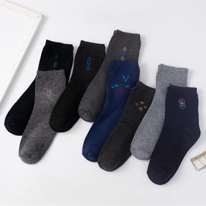 Meias masculinas 10pairs/lote de alta qualidade comercial preto negócios macio respirável inverno masculino de estilo longa mix de cores