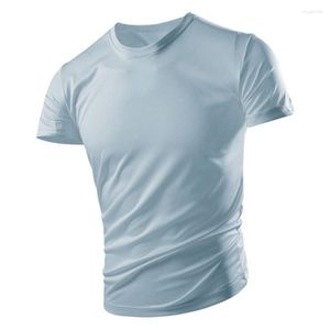 Men's Tank Tops Men's Summer Cool Down Ice Silk T-shirt Short-sleeved Tees Sportswear Cold Quick-drying Solid Color Breathable Loose