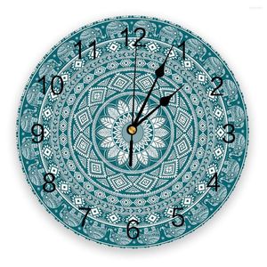 Zegary ścienne bohemian zielony mandala 3D zegar nowoczesny design krótka dekoracja salonu kuchenna sztuka zegarek dekoracje domu