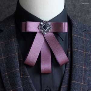 Bow Ties British Men Women Tie Cravat Elastic Band Alloy Rhinestone Crystal Necktie School Child Uniform Wedding Party Ribbon Bowtie