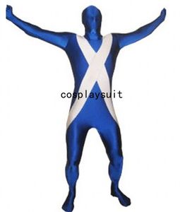Trajes de gato de bandeira da Scotland Fancy Inglaterra vestido full bodysuit Zentai Second Skin Skin Skin Spandex macacão