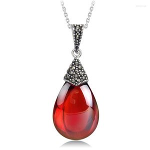 Pendants SA SILVERAGE Jewelry 925 Silver Pendant Water Droplets Pomegranate Red Fashion Vintage Necklace Children Selling