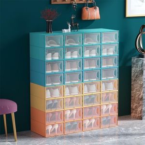 Clothing Storage Shoe Box Transparent Thickened Plastic Cabinet Magic Net Red Multi-color Drawer