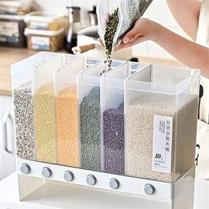 Food Savers Storage Containers 10L rice storage container Wall Separate Bucket Cereal Rice Dispenser Moisture Plastic Automatic Racks Sealed Box 220930