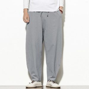 Pantaloni da uomo 2022 Tinta unita da uomo Stile cinese Cotone Lino Vita elastica Harem Pantaloni larghi casual traspiranti larghi Hip Hop # g3