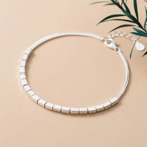 Braccialetti di collegamento Catena di colore argento Fascino di perline quadrate per le donne Ragazze Regalo di gioielli per la festa nuziale Pulseira Sl463