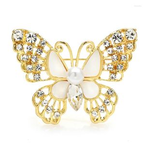 Broschen Wulibaby Strass Schmetterling Pins für Frauen Unisex Perle klassische Insekten Büro Party Brosche Geschenke