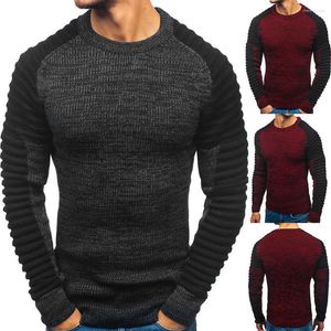 Maglioni da uomo Maglione pullover in maglia a blocchi di colore pieghettato a righe con scollo rotondo e maniche raglan