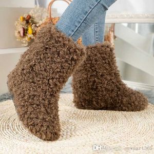 Retail Wool Snow Booties Women Thick Bottom Large Candy Color Cashmere Cotton Boots