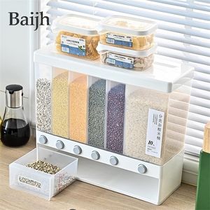 Storage Bottles Jars Automatic Plastic Cereal Dispenser Box Food Tank Rice Container Organizer Grain Cans Kitchen Tool 220930