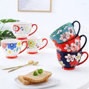 Canecas 450 ml de café japonês de cerâmica de café nórdica decoração de mesa de mesa de mesa de mesa bebida chá leite água presente de natal