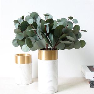 Decorative Flowers Artificial Plants Eucalyptus Leaves Apple Leaf Stems Branches Spring Outdoor Wedding Party Holiday Garden Decor Green