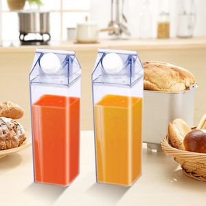500Ml Milk Carton Water Bottle Sports Square Juice With Christmas Stickers Outdoor Tour Camping Drinking Cup