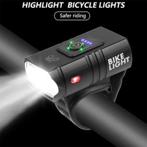 Bike Lights T6 LED Bicycle Light 10W 800LM USB Rechargeable Power Display MTB Mountain Road Bike Front Lamp Flashlight Cycling Equipment 220930