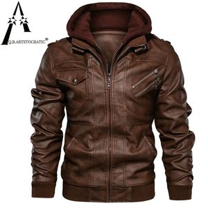 Herrläder faux höst vintermäns läder motorcykeljacka pu vintage huva outkläder varm baseball streetwear euro size man coat 220930