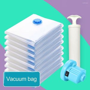 Bolsas de armazenamento vestuário transparente espaço economizador de vácuo armário de compressão de colcha de guarda -roupa saco de vedação de viagem