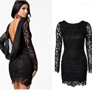 Abiti casual Donna sexy Lady Spring Hollow Lace Designs Backless Bandage Fashion Mini Bodycon Party Dresse