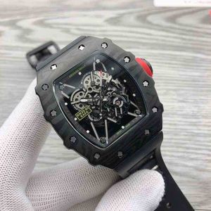 Watches Wristwatch Designer Replica Richa Milles M35-02 Mekanisk klocka kolfibervägsmönster ihålig ut rjnj