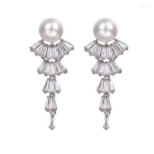 Backs Earrings Bettyue Fashion Arrival Gorgeous Regular Arrangement Cubic Stones With Pearl For Women&Ladies Charming Bridal Wedding