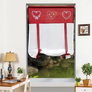 Tenda romana ricamata a forma di cuore con finestra trasparente, tende in tulle per cucina, soggiorno, voile, pannello drappo