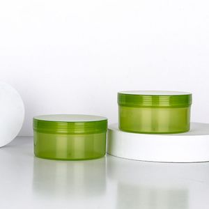 300 g transparent gr￶n pp plast kosmetisk burk p￥fyllbar resestorlek sminkf￶rpackning containrar f￶r gr￤dde lotion lera mask