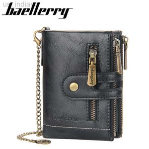 Wallets Baellerry 2022 New Men Wallet Luxury Designer Purses Short Zipper Coin Purse Card Holder Chain PORTFOLIO Portomonee Male Walet L220929