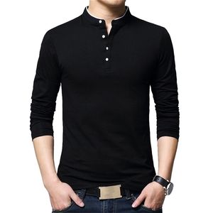 Erkek Sweaters Browon Marka Sonbahar Gündelik Erkek Tişörtleri Moda Satılan Renk Mandarin Yakası Uzun Kollu T-Shirt Lüks Plus Boyut M-5XL 220930