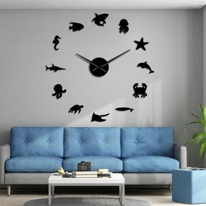 Wall Clocks WE296 Selling Acrylic Marine Life Animal Mirror Watch European Living Room Oversized Cartoon Home Decor