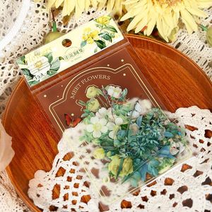 ギフトラップ15pcs/set天然の花工芸デカパージヴィンテージ和紙DIYレトロマスキングテープ接着剤ステッカースクラップブッキング装飾