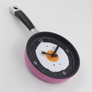 Wall Clocks Frying Pan Clock Creative Silent Kitchen Theme Shaped Creativity Ornaments Watch Fried Egg Home Decor Wanddeko B