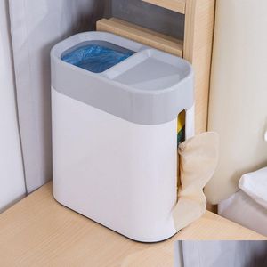 Tissue Boxes Napkins Nordic Two-In-One Desktop Mtifunctional Trash Can Bedroom Living Room Office Box Bathroom Storage Drop Delivery Dhxjm