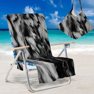 Chair Covers Small Beach Cover Black Tie Dye Summer Recliner Microfiber Towel Arm With Side Pocket