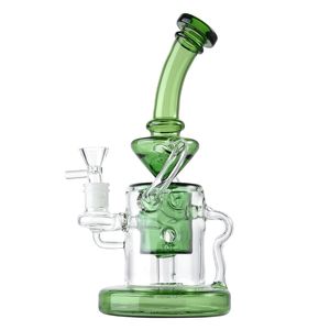 Stokta Tornado Recycler Bongs Klein PERC Hookahs Heady Cam Su Boruları Renkli Sigara Boruları Ağır Base Dab Teçhizatları 14mm Ortak Kase