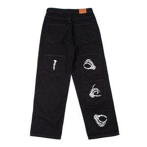 Mäns jeans herrar svart harajuku streetwear alt raka breda ben byxor denim byxor hög midja överdimensionerade kläder y2k 220930