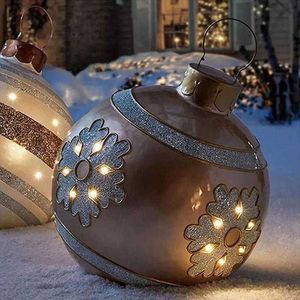 Decorações de Natal Christmas 60 cm de bola decorada inflável ao ar livre feita gigante de PVC sem luz Bolas grandes decorações de árvores Bola de brinquedo ao ar livre 2022 T220929