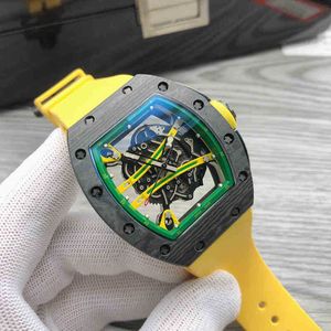 시계 손목 시계 디자이너 남성 사업 Full Hollowed Automatic Barrel Mechanical Watch 패션 트렌드 탄소 섬유 광학 고무 3RZD