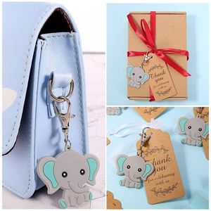 Greeting Cards 20 Sets Creative Baby Shower Guest Gift Cute Elephant Keychains Organza Bags Thank You Tags for Guests Party Festival Decoration 220930