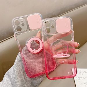 Armor Camera Lens protection Gradient Transparent Cases For iPhone 14 13 Pro Max 12 11 Mini XS X XR 8 7 Plus Ring Holder Stand Cover