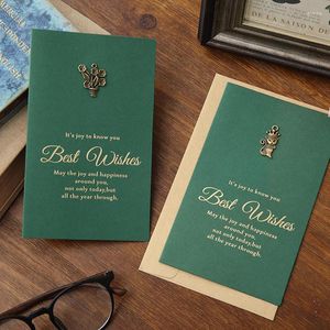 Presentförpackning 1st Vintage Metal Birthday Wishes Wedding Party Invitation Great Card Small Christmas Day Handskriven Thanksgiving