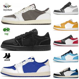 top popular Classic Low Ts x Cactus Jack Basketball Shoes 1s Trainers Black Phantom Reverse Mocha UNC Smoke Grey Fragment Denim Green Bred Toe Jump 1 2022