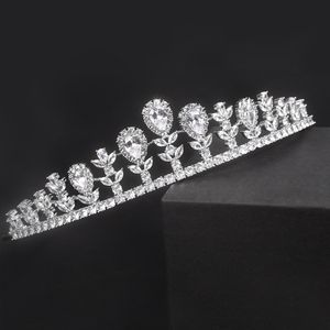 Retro Flower Leaf Wedding Crown Silver Plated Bride Head Jewel Headband Hoop Tiaras Jewelry Wedding Hair Accessories