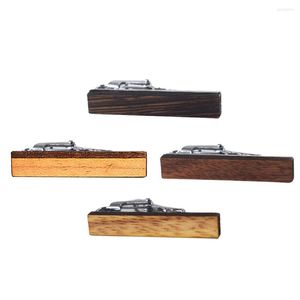 Bow Ties Wood Natural Vintage Style Tie Clip Simple Necktie Bar Clasp Practical Plain