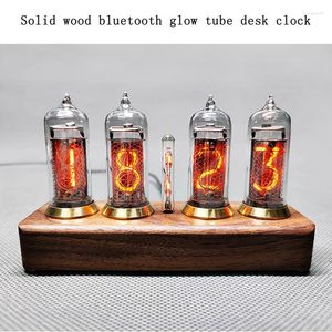 Bordklockor Tidigare Sovjetunion In-14 Glow Tube Digital Bluetooth Retro Clock Solid Wood In14 Desk Alarm Plug-In Design Creative Gift