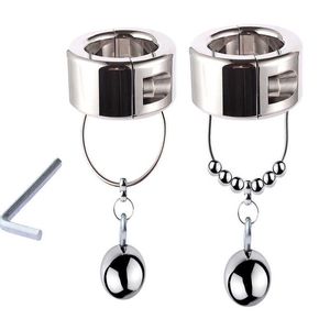 Beauty Items MetalClamp Cock Ring Clamp Adult sexy Toys Male Chastity Bondage Heavy Ball Pendent Lock Scrotum Stretcher For Men Gay Penis