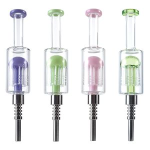 14mm Joint Fit Glass NC Smoking Accessories Jellyfish Insert Nector Collector Titanium Tips Green Pink Purple With Bubble Wrap NC40