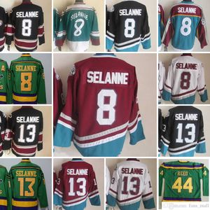 Фильм CCM Vintage Hockey 8 Teemu Selanne Jerseys сшиты 44 Fulton Reed 13 Teemu Selanne Jersey 1993 зеленый черный красный синий белый мужчина ретро