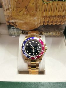 Med originalbox Mens klockor 40mm keramisk bezel full rostfritt stål automatisk mekanik rörelse röd reloj de lujo safir 5atm vattentät klocka 2813